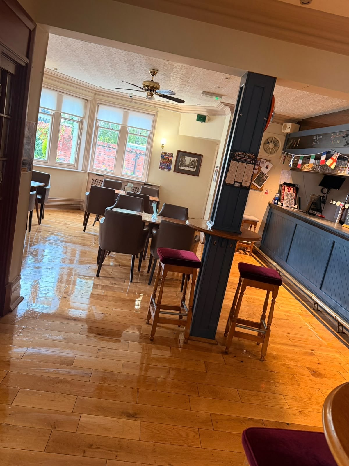 Spotless pub interior after commercial clean
